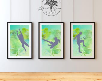 Soccer Wall Art Prints: Set of 3, Sport Decor (Digital Download)