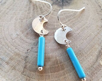 Daytime Moon Turquoise Earrings