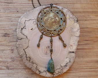 Trojan Shield // Brass Medallion Chrysocolla