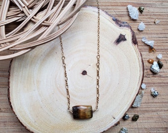 Strength Necklace // Tigers Eye Gold Necklace