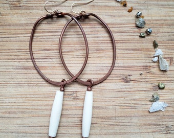 Hoop Bone Earrings // Bone Copper