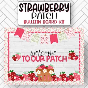 Strawberry Bulletin Board Kit Classroom Decor. Strawberry Printable Borders. Strawberry DIY Bulletin Board. Easy Classroom Decor. DIY Decor.