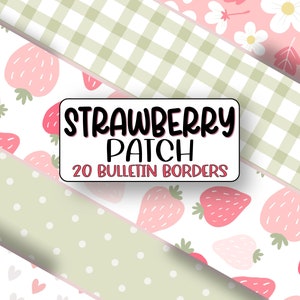 Strawberry Bulletin Borders Classroom Decor. Strawberry Printable Borders. Strawberry DIY Bulletin Board. Easy Classroom Decor. DIY Decor.