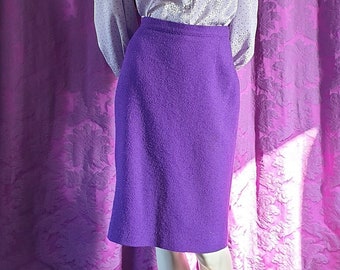 Vintage Royal Purple Wool Tweed Pencil Skirt