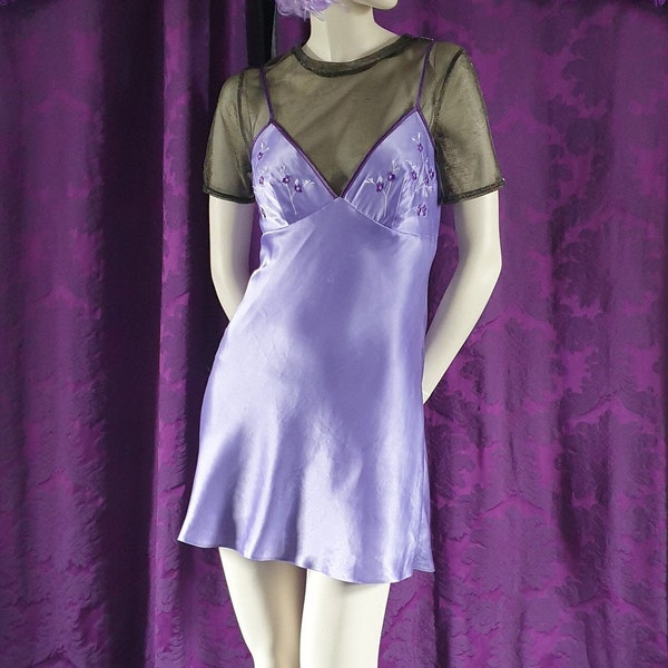 Lavender Satin 90s Mini Slip Dress