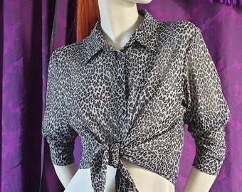 Vintage Grey Leopard Mesh Y2K St Michael Blouse