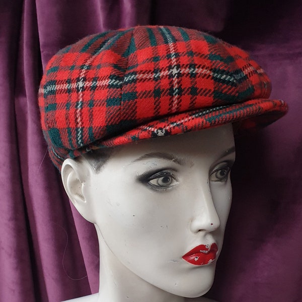 Casquette gavroche vintage en laine tartan par JS Wilson