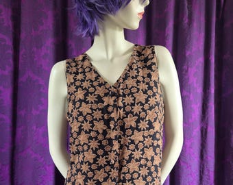 Vintage LIBERTY of London Leaf Print Rayon Tunic Dress