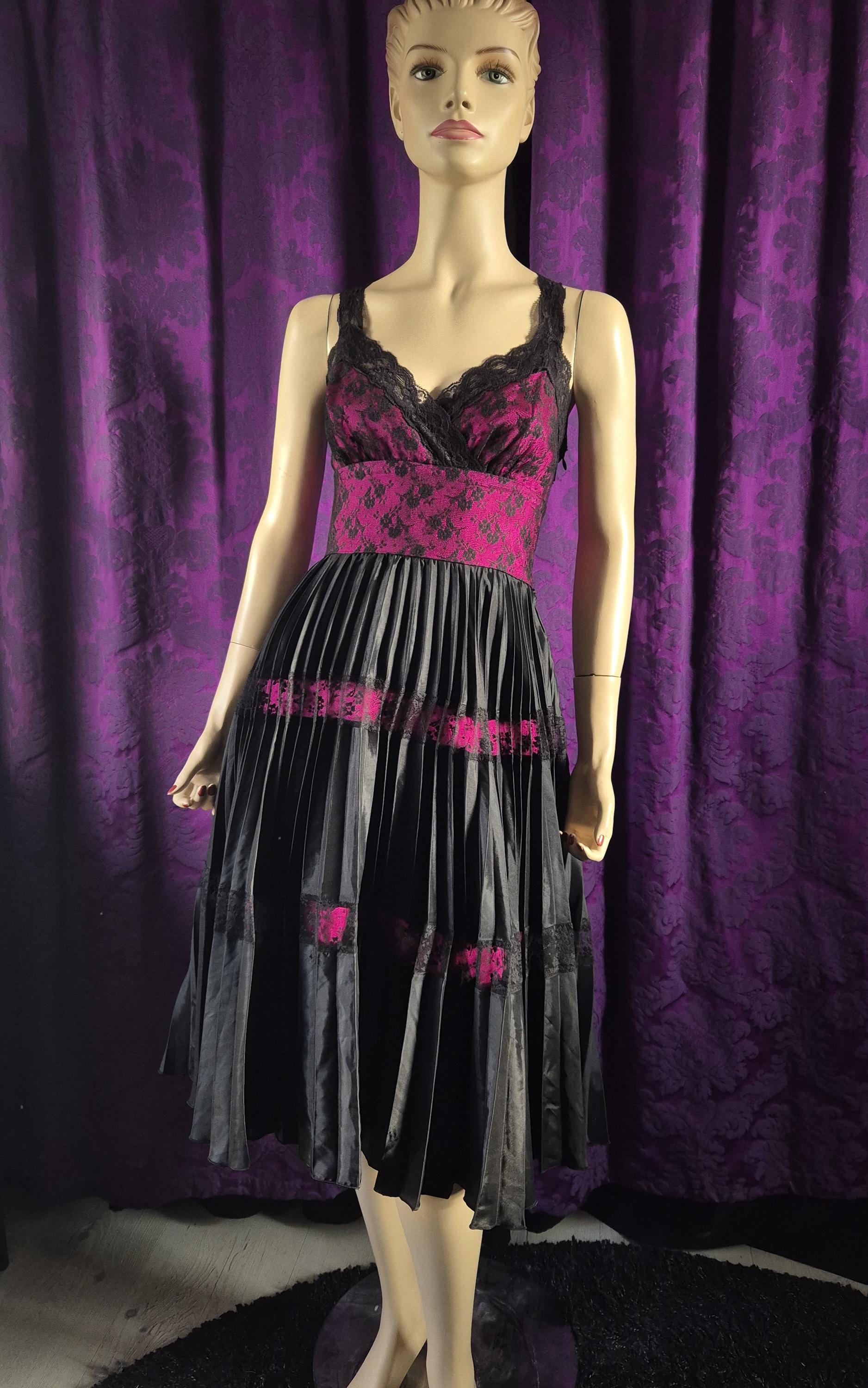 Pink Black Lace 90s Prom Dress - Etsy