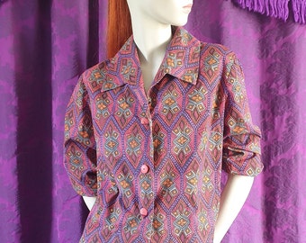 Bluzka z nadrukiem z bawełny w stylu vintage z lat 60. XX wieku