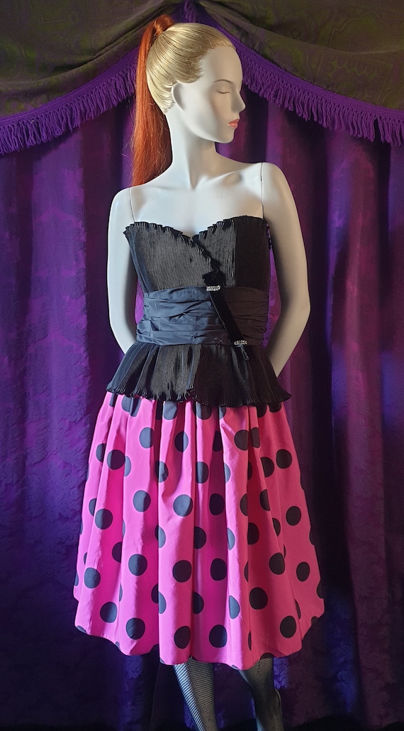 Vintage 1980s Hot Pink Polka Dot Ballgown by Trina Lewis and Marjon Couture  - Etsy