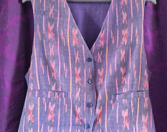 Woven Stripe Guatemalan Textile 90s Waistcoat