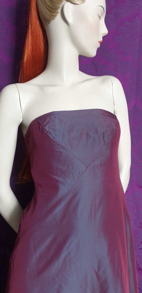 Vivienna Strapless Ruched Gown In Deep Plum Taffeta