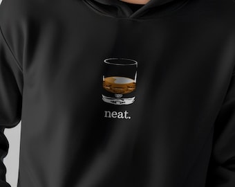 Sudadera con capucha Whiskey Neat: mezcla de algodón unisex, gráfico de vaso de whisky