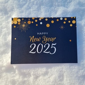 4 Bonne année, Nouvel an 2025, Année du serpent 2025, Ensemble de 4 cartes postales, Carte imprimable Bonne année, Voeux de Nouvel An, Souhaits de Nouvel An