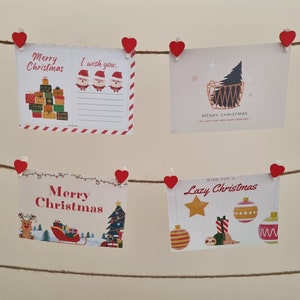 4 Frohe Weihnachten Karten / 4er Set Weihnachtspostkarten / Süße Weihnachtskarte / 4er Pack Weihnachtskarten / Ich wünsche Dir