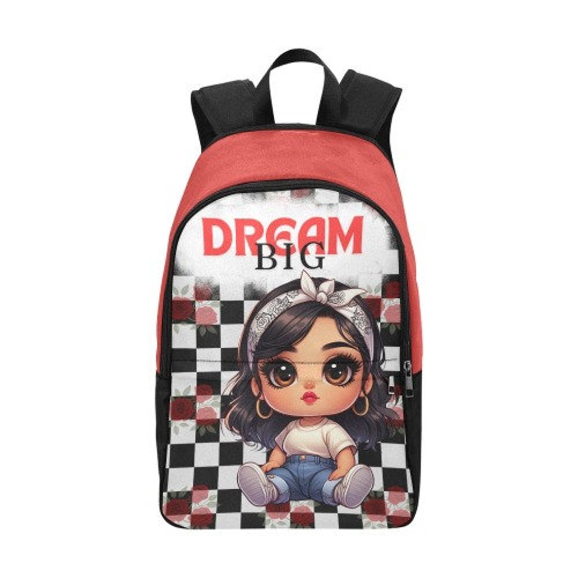 Red Black And White Checkered Back To School Custom Backpack For Girls red-black-and-white-checkered-back-to-school-custom-backpack-for-girls