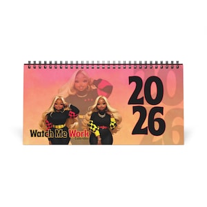 Trendy Desktop Calendar - 2026 Watch Me Work, Office Decor, Inspirational Gift, Desk Organizer, Planner
