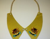 Gold faux leather vintage kitten collar