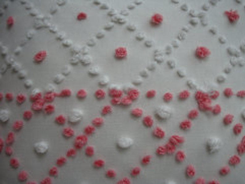 Pink White 20\u201dVintage Chenille Pillow CoverShabby ChicAmericananurseryBedroomgirls Room