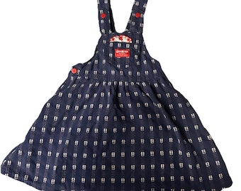 Vintage 1980s Girls Oshkosh BGosh Floral Jumper Dress Denim  Size 6 USA Made