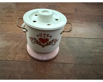 Vintage Folk Art Heart Electric Potpourri Simmer Pot Pink White Floral Warmer