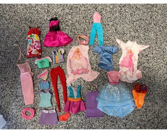 Vintage Barbie Doll Clothes Lot 90s Mattel Outfits Gowns Dresses Leggings 21pc