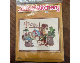Sunset Stitchery Treasures From Past Crewel Embroidery Kit 2641 Rocking Horse