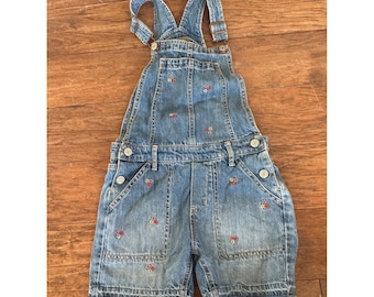 Peto corto vaquero vintage Gap con bordado floral, lavado medio, estilo años 2000, talla M