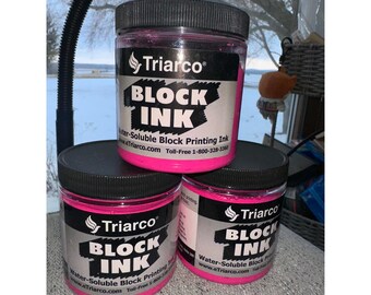 Triarco Water Soluble Block Printing Ink Pink lot of 3 Jars Non-Toxic Relief Art