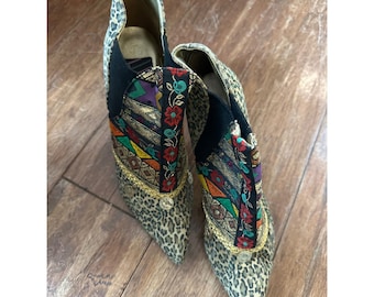 Blay Leopard Print mob  Ankle Boots Gold Stiletto Made in Spain Size 8B mob wife