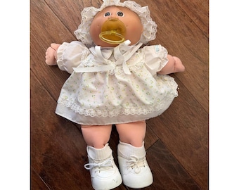 Vintage 1982 Cabbage Patch Kids Doll Coleco SS Factory Floral Dress Pacifier