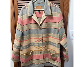 Chaqueta tipo manta vintage Lauren Ralph Lauren estilo suroeste, talla 2x, estampado azteca.