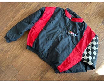 Vintage NASCAR Racing Jacket Ashley Sewn Products Black Red
