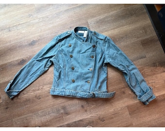 vintage Liz Claiborne Lizwear Denim Jacket Medium Wash Blue Cotton Womens Size M
