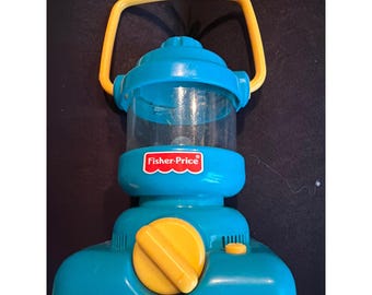 Vintage 1997 Fisher Price Teal Blue Yellow Toy Lantern Working Light 72384