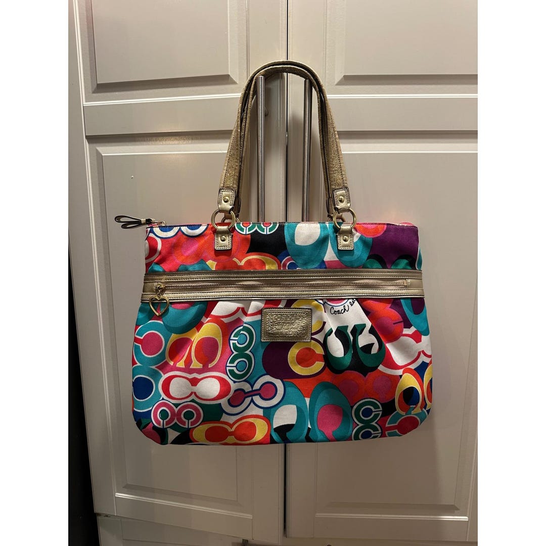 バッグ COACH POPPY Heart Patchwork Tote Bag Y2K バッグ COACH POPPY Heart Patchwork Tote Bag Y2K COACH Poppy