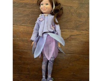 2003 Pleasant Company American Girl Hopscotch Hill Hallie Doll Purple Butterfly