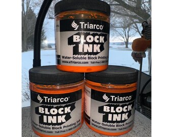 Triarco Orange Block Druckfarbe Wasserlösliche Relief Druckgrafik Lot von 3
