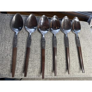Ekco Eterna skedar i rostfritt stål, set med 6 skedar, konstträ, modern stil