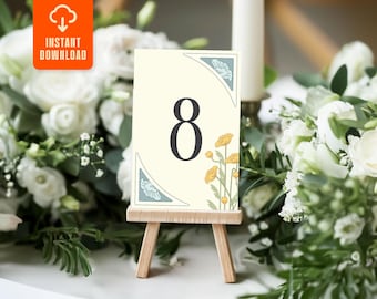 Art Nouveau Wedding Table Number Template: Elegant Vintage Design (Digital Download)
