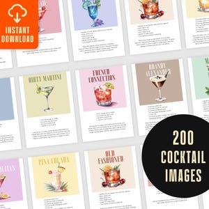 Modello di schede di ricette per cocktail, ricette di bevande per feste modificabili, scheda di ricette stampabile, moderne schede di bevande modificabili fai da te, cartello per bevande esclusive