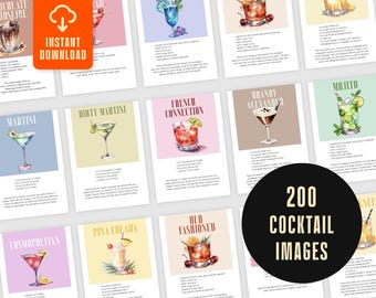 Editable Cocktail Recipe Cards: DIY Party Drinks Template (Digital Download)