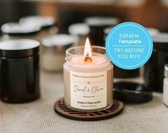 Etiquetas para velas de boda personalizadas - Etiquetas adhesivas para hacer velas de boda - Etiquetas para velas personalizadas