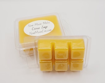 Citrus Sage 100% Beeswax Melts / Made for Any Wax Burner / No Dyes Added / Hand-Poured / Long-Lasting Cubes / Great Flameless Scent Option