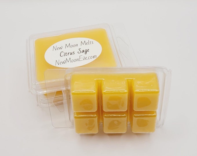 Citrus Sage 100% Beeswax Melts / Made for Any Wax Burner / No Dyes Added / Hand-Poured / Long-Lasting Cubes / Great Flameless Scent Option