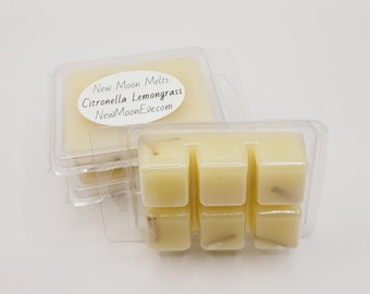 Citronella Lemongrass 100% Beeswax Melts / Made for Any Wax Burner / Hand-Poured / Great for Indoors and Patio / No Dye / Long Lasting Cubes