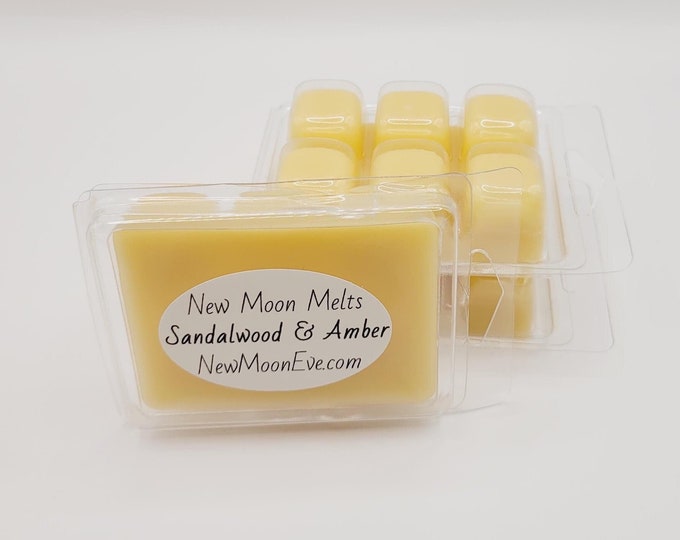 Sandalwood & Amber 100% Beeswax Melts / Made for Any Wax Burner / Long-Lasting Cubes / Hand-Poured / No Dyes Added / Flameless Scent Option