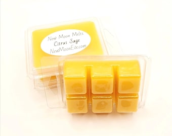 Citrus Sage Beeswax Melts: For Any Wax Burner, Hand-Poured, Long-lasting Flameless Scent Option