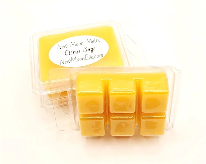 Citrus Sage Beeswax Melts: For Any Wax Burner, Hand-Poured, Long-lasting Flameless Scent Option